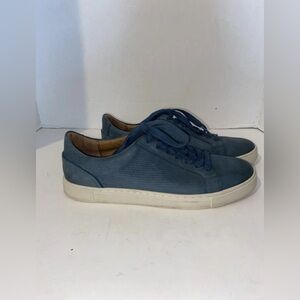 Frye Leather Sneakers Womens Size 10 Teal Blue Nubuck Suede Low Lace Up Comfort